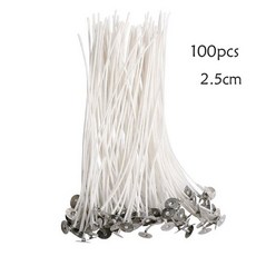 2.5-20cm 촛불에 램프 코 간장 DIY 촛불 용품 오일 Wicks 한 순수 왁 스 코어 Pre-Waxed 무연 만들기 대 튼 100pcs, 15 4 CM, [15] 2.5 CM, 100개