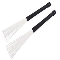 伸縮式鼓刷鼓棒組：鋼絲尼龍雙材質，可調式爵士鼓刷，電子鼓適用，專業鼓手推薦, 1個, 尼龍鼓刷(白色1對2支)