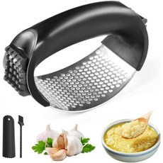 스테인리스 스틸 마늘 프레스 로커 2025년형 신제품 다지기 및 분쇄기 필러가 포함된 쉬운 압착 도구 분쇄용 세정 브러시 1세트, A1-1Set