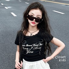 LC.kids 甜酷蕾絲抽繩修身上衣
