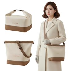 살림하는언니들 데일리 도시락가방 보온 보냉백, 1개, 아이보리&브라운