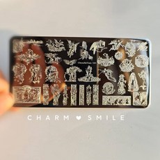 네일 템플릿 만화 캐릭터 스탬핑 플레이트 프렌치 라인 기하학 꽃 잎 동물 이미지 스테인레스 스틸 아트 스텐실, 옵션53) CJT-101, 1개