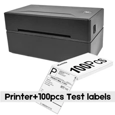 열전사 라벨 프린터 소형 배송 라벨 블루투스 호환 프린터 4X6인치, 01 EU 플러그, 04 D100 Black 100pcs