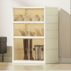 폴딩형 투명 도어 신발정리함 이중 수납박스 다용도 선반형 조립 신발장, 1.2단, 화이트