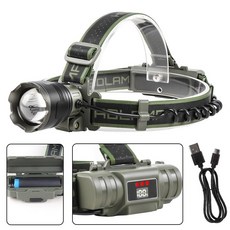 laderiveLED 충전식 헤드랜턴 신축식 집광 전력량 디지털 디스플레이 스크린 +USB 케이블 +2600mAH 18650 배터리, 1개