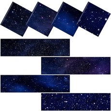 Wowangce 8피스 3.8 x 1.2m(1 x 4피트) 형광등 커버 자석 천장 조명 커버 8개의 자석 형광 조명 필터 학교 교실 홈 드롭 램프 장식용 (별이 빛나는 하늘), 8, 별이 빛나는 하늘