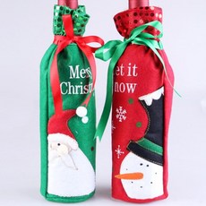 부직포 크리스마스와인커버 산타와인커버 와인 보틀커버 포장 술병주머니 와인병커버, 레드