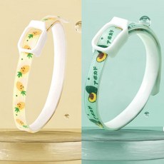 숑숑펫 반려동물 프룻 프린팅 진드기 퇴치제 목걸이 2P, 옐로우+그린, 1개