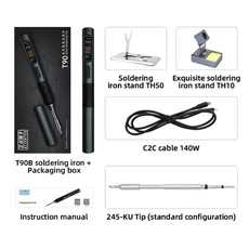 ALIENTEK T90 140W PD 납땜 인두 키트 조절 가능 80-450 ℃ 28V DC와 C245 C210 T65 팁, 08 T90B and TH10