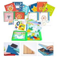 3살 4살 유아교구 창의수학 자석퍼즐 칠교놀이 장난감 아기교구 소근육발달 유치원교구 조카선물, 1개