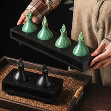 아로마 오일병 공병 아로마테라피 용기 에스테틱 도자기병 향병 리필 마사지, 1개, 4홀 블랙