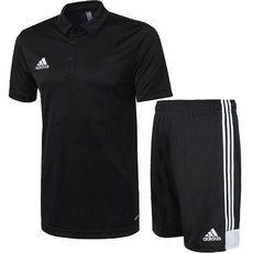 아디다스 카라 반팔티 반바지 반팔 티셔츠 운동복 세트 남여공용 트레이닝복 블랙 + ALS 마스크