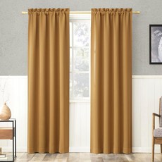 Sun Zero Easton 에너지 절약 암막 봉 포켓 커튼 패널 101.6cm x 213.4cm(40인치 84인치) 도브 화이트 189730 3575521104, 골드