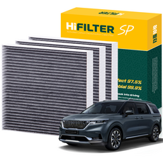 하이필터 현대 기아 자동차 활성탄 에어컨필터, 3개, 카니발 (KA4) HI-A001