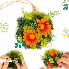 스칸디아모스 키트 만들기 diy 벽걸이장식 재료 원예키트 중학생 노인 프로그램, 모스 꽃밭 장식 만들기(P0000EDV)