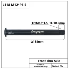 HEPPE MTB 도로 자전거 스루 액슬 프론트 포크 꼬치 리어 허브 12x142 부품, 10 L118 M12x1.5 TL10.5