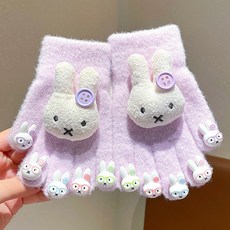 兒童三麗歐手套 女童秋冬加絨保暖分指手套 -