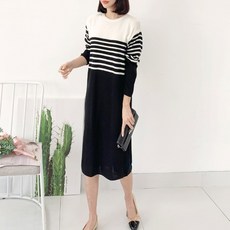 Funny girls 條紋拼色洋裝