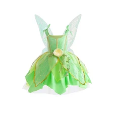 어린이를위한 팅커벨 의상 드레스 엘프 소녀 옷 코스프레 파티 가장 무도회 녹색 카니발, 04 dress style B, 04 7-8T(tag 140)