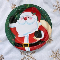 하늘풍선파티 크리스마스 그린 산타 파티접시 18cm 6p