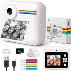 3~12세 를 위한 즉석 카메라: AskMuse 용 사진 카메라 (남아 여아 모두 사용 가능) 32GB SD 카드 17가지 재미있는 스티커 13가지 장면 필터 초장시간, 3~12세 를 위한 즉석 카메라: AskMuse 용 사