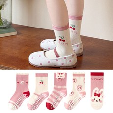 투해피 아동용 미끄럼방지양말 5컬레- A12 리본토끼