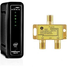아리스 서핑보드 SBG10-RB 도스리스 3.0 케이블 모뎀 및 AC1600 이중 대역 와이파이 라우터 + GE 디지털 2방향 동축 분배기