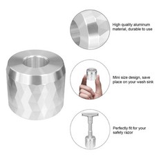 UUBV T型安全剃須刀手動剃須刀，男士老式鋅合金刮鬍刀, 銀色底座（鑽石紋）, 1個