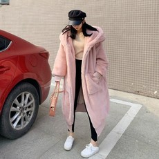 후드 페이크퍼 양털 집업 자켓 방한패션 겨울아우터 롱 후리스 데일리룩 여성의류