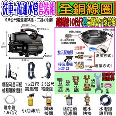 MGD 高壓清洗機 110V全自動馬達洗車機套裝組, 全銅線圈~10米水老鼠套裝組+S6清洗機, S6