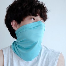 스포츠 페이스 워머 쿨 냉감 자외선차단 안면 얼굴 햇빛가리개 골프마스크 러닝 자전거 등산, 블루, 1개