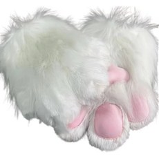 고양이발 장갑 코스프레 퍼슈트 손 역할극 변장 흑백 발톱, 화이트 핑크 손톱 없음