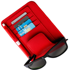 노재 흔들림NO 카드수납 올인원 차량용 안경거치대, 1개, 레드