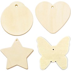 나무 와패 목걸이 메달 이름표 만들기 나무DIY, 나무색+나비, 100개