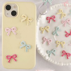 티큐 다꾸 폰꾸 미니 리본 열접착식 자수 스티커 와펜 패치 4종 세트 E415, 1세트, 혼합색상