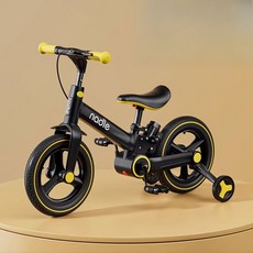 2-in-1 어린이 자전거 유아용 밸런스 자전거 & 페달 자전거 2~6세 유아용 접이식 자전거, yellow basic no pu