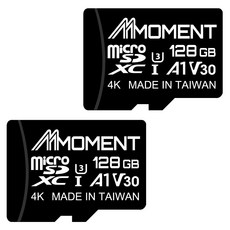 [2장 세트] MMOMENT 128GB MicroSDXC 카드 U3 A1 V30 SD 어댑터 첨부 (읽기 100MBs)