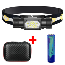 60g 안전모 헤드랜턴 울트라코어 RJ3000 초경량 방진 방수 조선소 낚시 헤드램프, 블랙, 1개, RJ3000+3500배터리+케이스