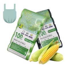 손잡이형 옥수수 전분 비닐봉투, 블랙 100매입, 1개, 15L