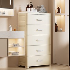 奶油風家用抽屜式可收納雜物玩具收納櫃零食玩具置物架浴室儲物箱, 60正寬-4層-奶油風【客廳/床頭/1,加厚材質/分層收納, 1個