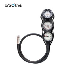 breOthe潛水三錶組(壓力錶、深度錶、指北針)潛水電腦錶，水下導航安全監控，輕巧耐用, 黑色, 36-GU-01