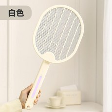 摺疊式LED充電USB高壓電蚊拍, 白色可摺疊電蚊拍 橢圓摺疊電蚊拍