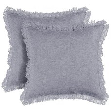 베개 커버 2개 세트 - 장식용 셀프 프린지 35.6 x 50.8cm14 20인치 90% 면 소파 침실 거실 10% 리넨 쿠션 그레이 장식 183557, 18" x 18" (Pack of 1), 그레이 프린지, 그레이 프린지