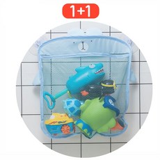 1+1 아기 욕실 장난감 정리망 애니멀 메쉬 수납망, 블루 베어 2개