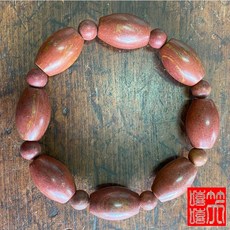 台灣現貨 紅砭石 男款桶珠手鍊 山東泗水泗濱砭石 保健刮痧手串, 1個