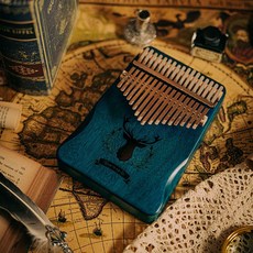 엄지피아노 칼림바 건반 17음계 취미 악기 어쿠스틱 마호가니, 17음 블루 엘크 + 팩, 1개