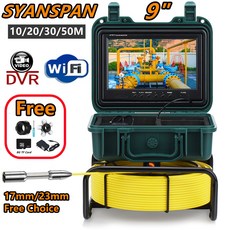 SYANSPAN 파이프 검사 카메라 산업용 내시경 9 인치 HD 스크린 DVR WiFi 8GB 카드 IP68 20 m 30 50m 23mm 배수 하수도 파이프라인