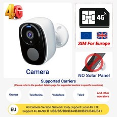 무선 태양광 카메라 야외용 보안 방수 인체 감지 앱, B. Add 128GB Card, 5. EU SIM NO Solar