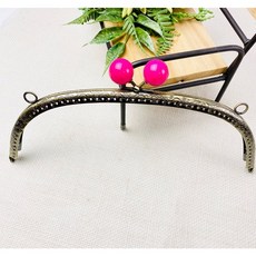 헤세드 24.5cm 엔틱라운드 동전 지갑 구슬 프레임, 핑크, 1개