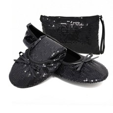 실키 토스 접이식 여성용 스팽글 슈즈 | 결혼식 파티 및 이벤트를 위한 편안한 드레시 플랫 발레 지갑